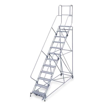 162 in H Steel Rolling Ladder, 12 Steps, 800 lb Load Capacity