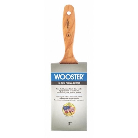 3" Varnish Soft, Black China Bristle, Paint Brush, Sealed Maple Wood Handle