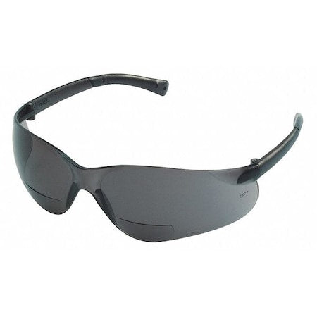 BK1 Reader Safety Glasses, Gray Wraparound Frame, 2.5 Diopter, Gray Lens, Anti-Scratch Coating