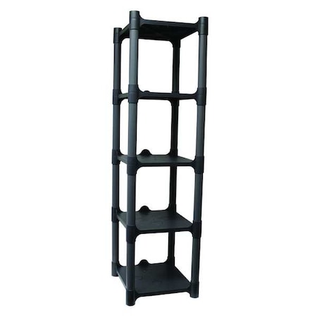 Freestanding Plastic Shelving, Open Style, 15 in D, 13 in W, 48 in H, 5 Shelves, Gray