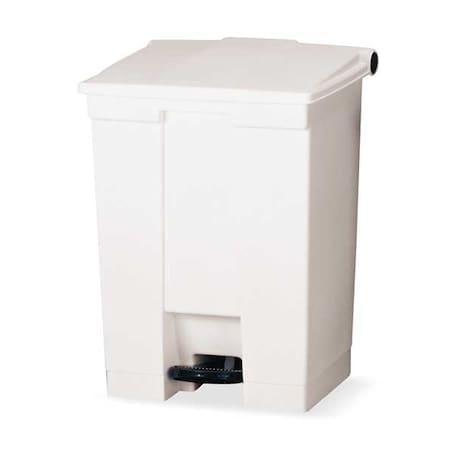 Step-On Containers 12 gal Rectangular Step-On Can, White, Foot Pedal, Plastic, 15 3/4 in