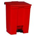 Step-On Containers 18 gal Rectangular Step-On Can, Red, Foot Pedal, Plastic, 16 1/8 in