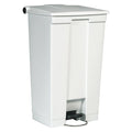 Step-On Containers 23 gal Rectangular Step-On Can, White, Foot Pedal, Plastic, 19 3/4 in