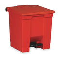 Legacy Step On Container 8 gal Rectangular Step-On Can, Red, Foot Pedal, Plastic, 15 3/4 in