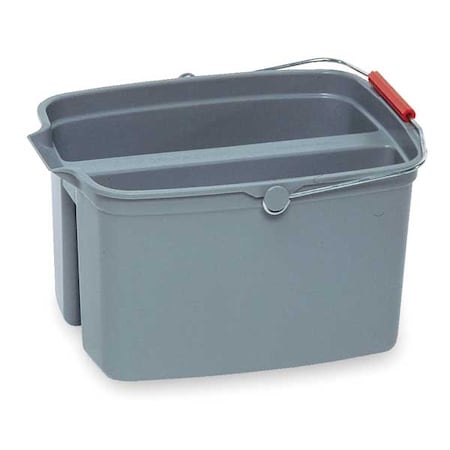 4 1/4 gal Rectangular Split Bucket, 10-1/8 in H, Gray, Plastic