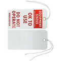 Tag, Equipment Status, Cardstock, 2 7/8 in H x 5 3/4 in W, White, Rectangle, 100 PK