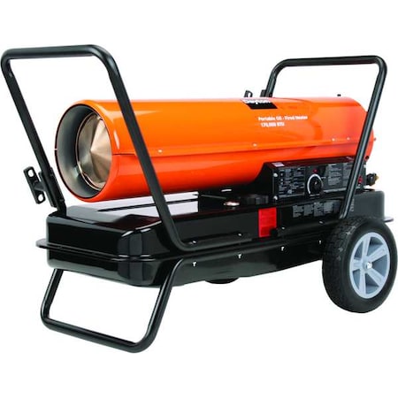 Portable Oil & Kerosene Torpedo Heater, 3.2 A, 4000 sq ft Heating Area, 170,000 BtuH