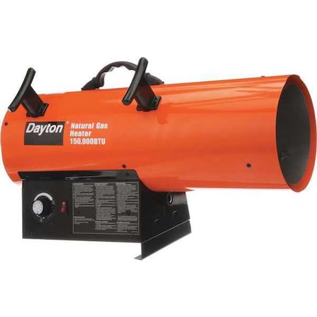 Portable Gas Torpedo Heater, Natural Gas, Intermittent Spark, 11 7/8 in Wx 25 9/16 in L