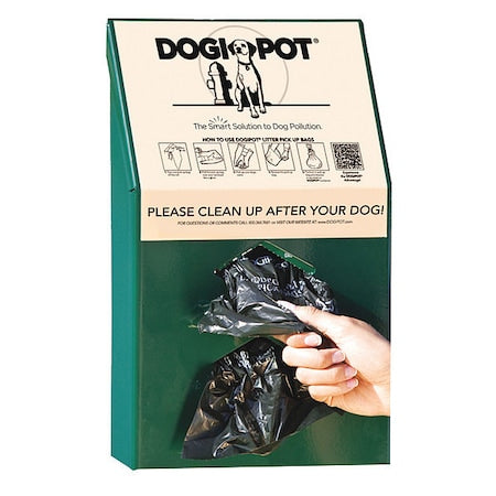 15-1/2" Green Aluminum, PetWaste Bag Dispenser