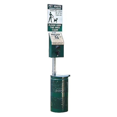 10 gal. Green Aluminum Round Pet Waste Container