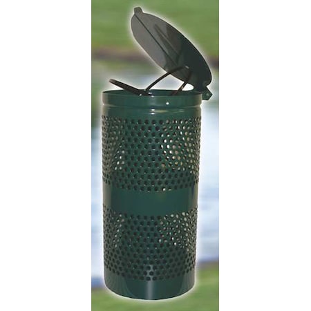 Not Applicable 10 gal Round Pet Waste Station, Green Lift Up, Steel, Not Applicable