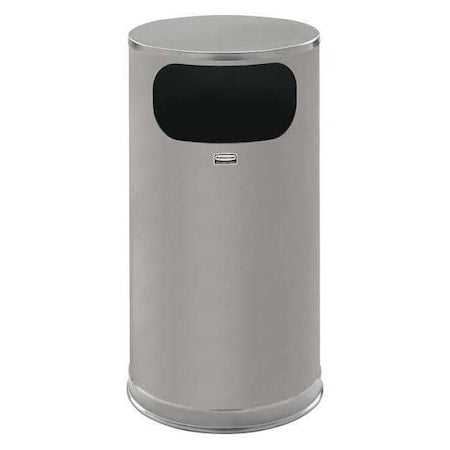Metallic 12 gal Round Indoor Metal Can, Stainless Steel, None, Steel, Not Applicable