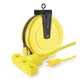 Cord Reel w/ Hand Lamp, Spring Retracted, NEMA 5-15R, 14 AWG, Yellow Reel, 30 ft (Formerly LumaPro)