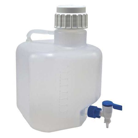 Carboy, 10 L Capacity - mL, 2.64 gal Capacity - oz, Screw On/Spigot Closure, polypropylene, White