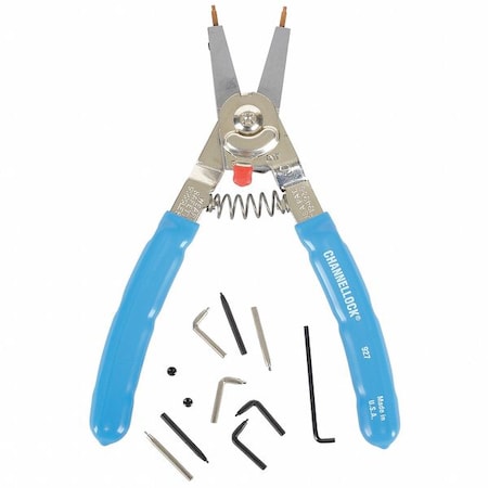 Retaining Ring Plier, Convertible Internal/External, 8 in, Spring-Loaded, 1 pc