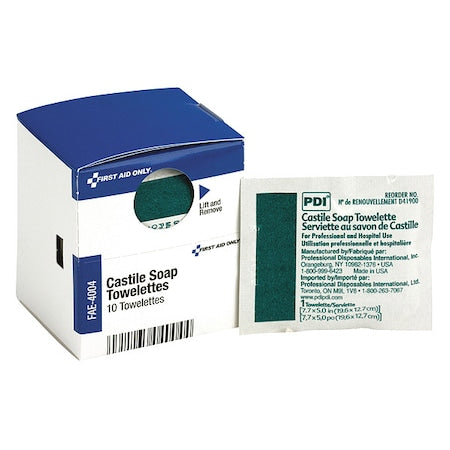 First Aid Kit Refill, Castile Soap Wipes, 10 Per Box