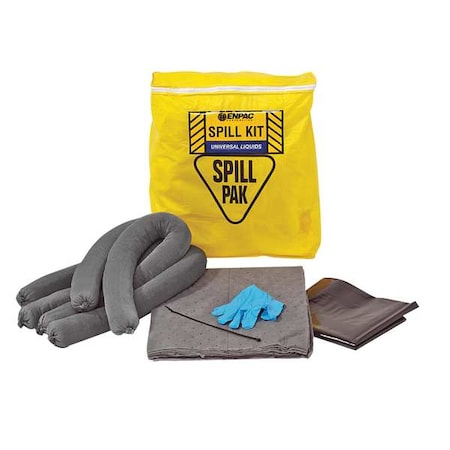 Spill Kit, 3 gal Volume Absorbed per Kit, 5 gal Capacity, Bag, Yellow, 22