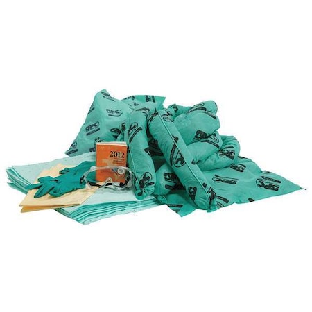 Spill Kit Refill, 17 gal Volume Absorbed per Kit, 20 gal Capacity, Refill, Green