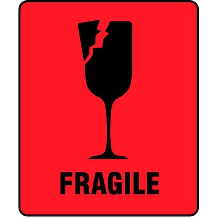 Paper Fragile Shipping Labels, Red, Pk100