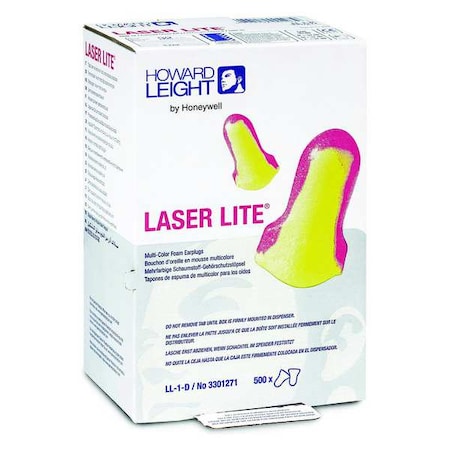 Laser Lite Ear Plug Dispenser Refill, Uncorded, Contoured-T Shape, 32 dB, Magenta/Yellow, 500 Pairs