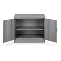 Shelving Storage Cabinet, 30 in H, 36 in W, 18 in D, Swing, Keyed, Medium Gray, 2 Shelves, 0 Drawers