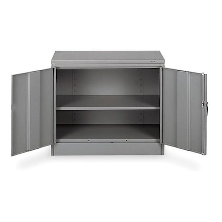 Shelving Storage Cabinet, 30 in H, 36 in W, 18 in D, Swing, Keyed, Medium Gray, 2 Shelves, 0 Drawers