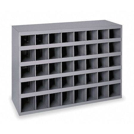 Pigeonhole Bin Unit, 33.75 in W x 12 in D x 23.875 in H, 40 Compartments, Gray, Steel