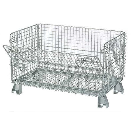 Collapsible Bulk Container 5 cu ft Volume Cap., 20 in L, 32 in W, 21 in H, Steel, Silver