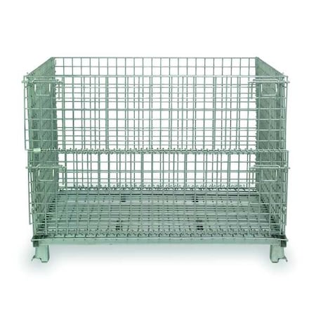 Collapsible Bulk Container 5 cu ft Volume Cap., 20 in L, 32 in W, 21 in H, Steel, Silver