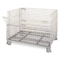 Collapsible Bulk Container 18.4 cu ft Volume Cap., 40 in L, 32 in W, 34 in H, Steel, Silver