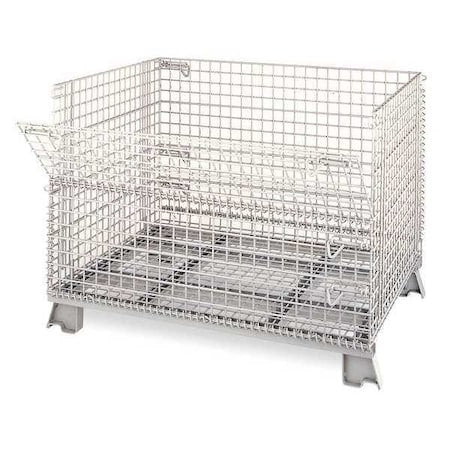 Collapsible Bulk Container 18.4 cu ft Volume Cap., 40 in L, 32 in W, 34 in H, Steel, Silver