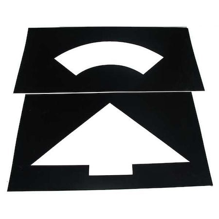 Traffic Stencil, Symbol, Curved Arrow, 27 in Character Height, Not Applicable Font, Plastic, Black