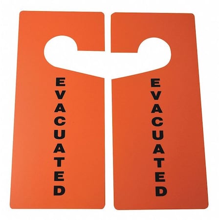 Door Knob Hanger Tag, Information, Plastic, 9 in H x 4 in W, Orange, Rectangle, 10 PK