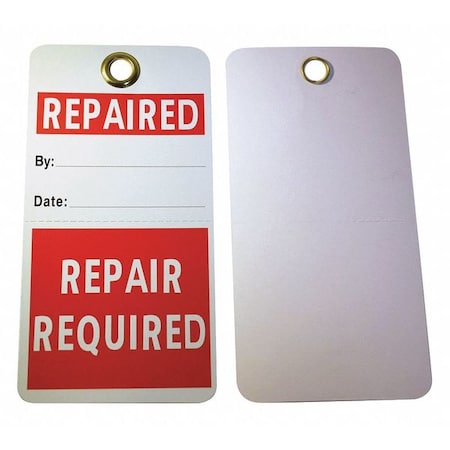 Tag, Repair, Cardstock, 5 3/4 in H x 3 in W, White, Rectangle, 25 PK