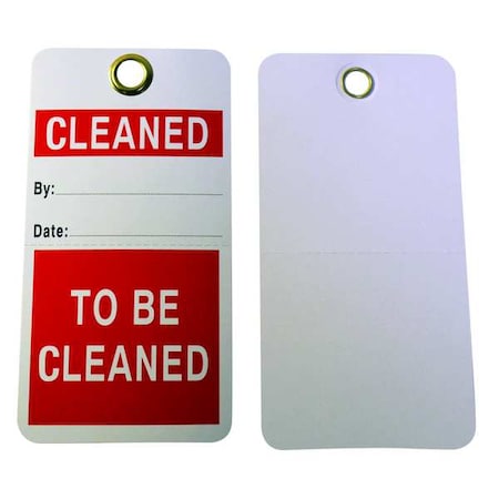 Tag, Cleaned, Cardstock, 3 in H x 5 3/4 in W, White, Rectangle, 25 PK
