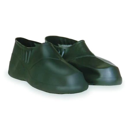 Overshoes, Plain Toe, PVC/Vinyl, 5 in H, Slip On, Chevron Sole, Black, XL, PR