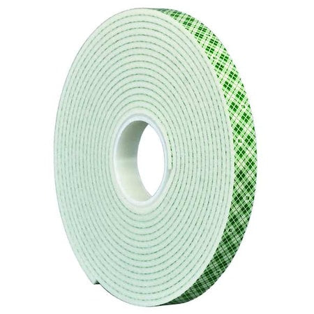 Double-Sided Foam Tape, 1 1/2 in W, 5 yd L, 1/32 in, Polyurethane Foam, Double-Sided