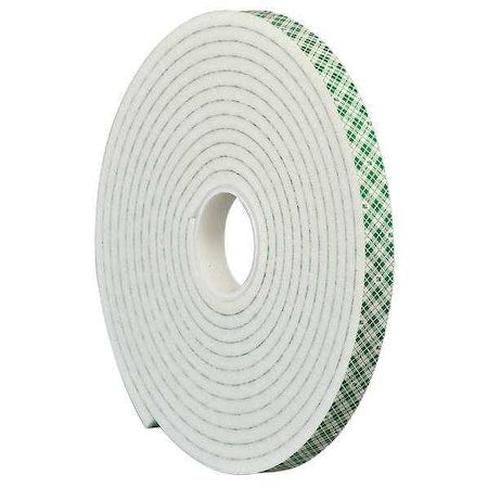 Double-Sided Foam Tape, 3/4 in W, 5 yd L, 1/4 in, Polyurethane Foam, Double-Sided