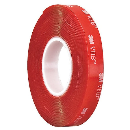 Double-Sided VHB Foam Tape, 1/2 in W, 5 yd L, 1/16 in Thick, Polyethylene Foam, 4910
