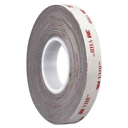 Double-Sided Foam Tape, 3/4 in W, 5 yd L, 1/16 in, Polyethylene Foam, Double-Sided