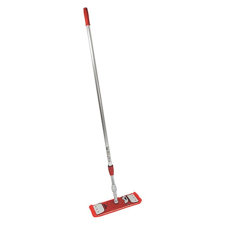 Flat Mop Kit, 60 in L, Clamp On Connection, Cut-End, Red, Aluminum/Microfiber/Plastic