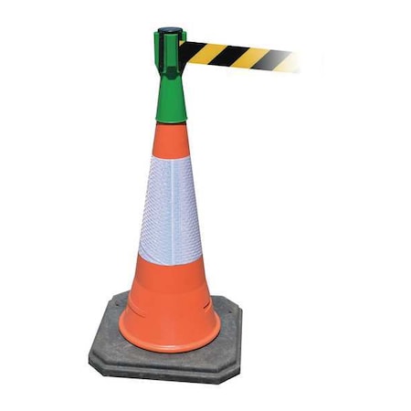 Retractable Barrier Tape, Green, 156 in Length