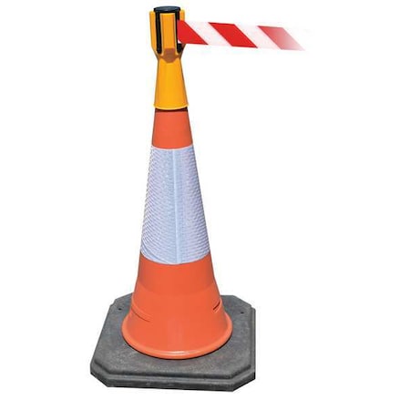 Retractable Barrier Tape, Yellow, 156 in Length