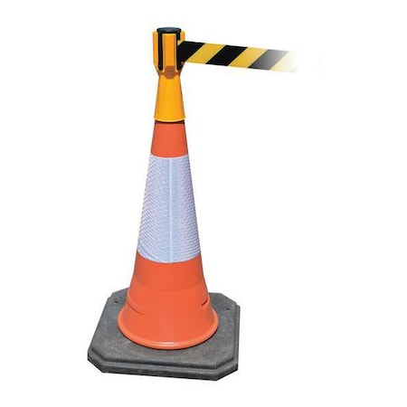 Retractable Barrier Tape, Yellow, Blank