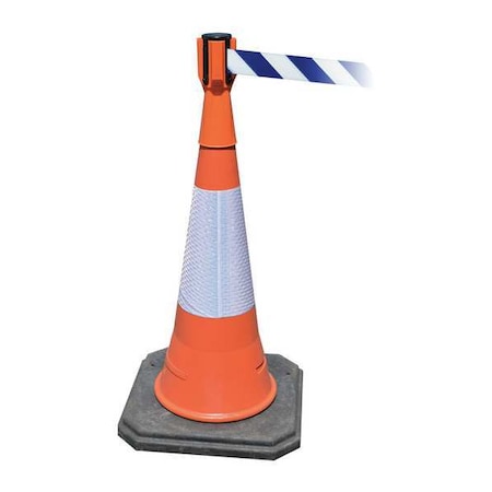 Retractable Barrier Tape, Orange, 156 in Length