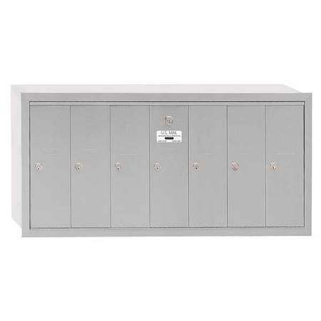 Mailbox, Aluminum, Powder Coated, 7 Doors, Recessed, -