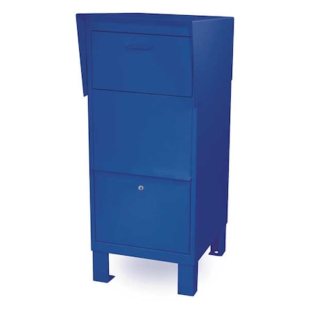 Courier Box, Blue, Powder Coated, 1 Doors, Free Standing, -