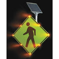 LED Traffic Sign, Pedestrian Crossing Pictogram, Black/Fluorescent Yellow Green, 30" W, 30" H