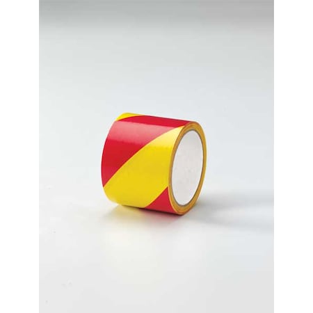 Floor Marking Tape, vinyl, No Legend, Magenta, Yellow, 3 in W., 5 mil Thickness