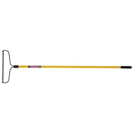 16 in Steel Bow Rake, 15 Tines, 60 in L Fiberglass Handle